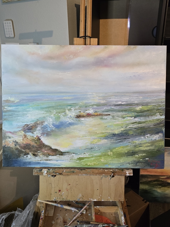 Hand Crafted Other - Hand Painted Art Ocean Waves